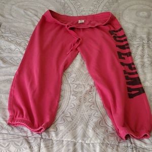 Pink jogger capris.